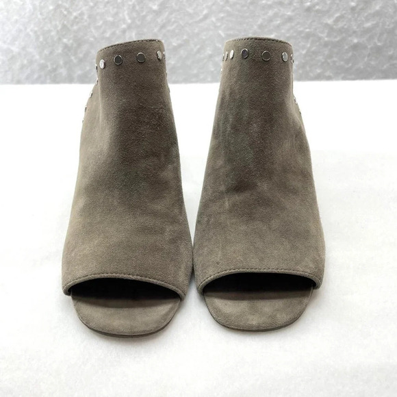 Marc Fisher Block Heel Women's Sz 8M Taupe Dalilah Studded Slip On Mule Open Toe - Picture 2 of 10